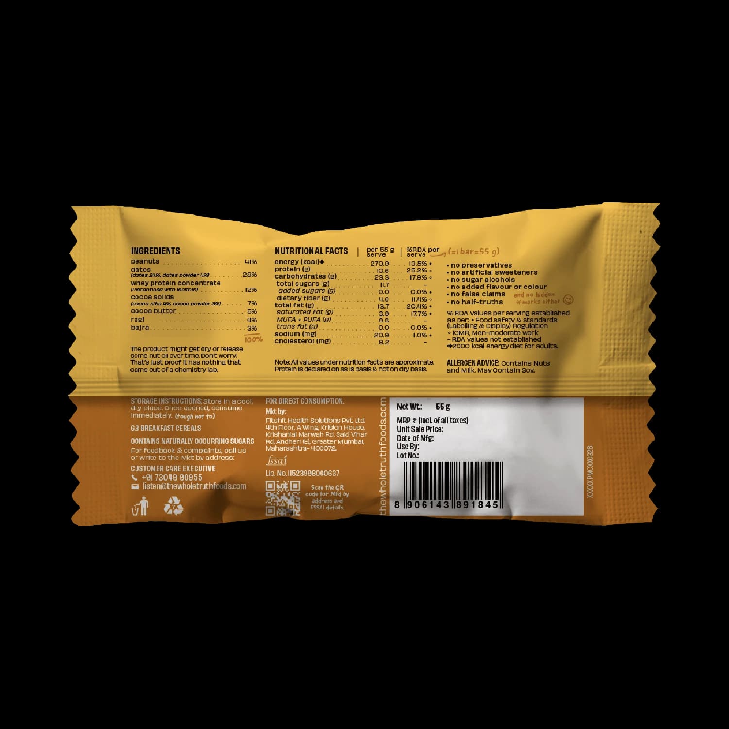 13g Millet Protein Bar, Peanut Millet Cocoa, Peanut Millet Cocoa