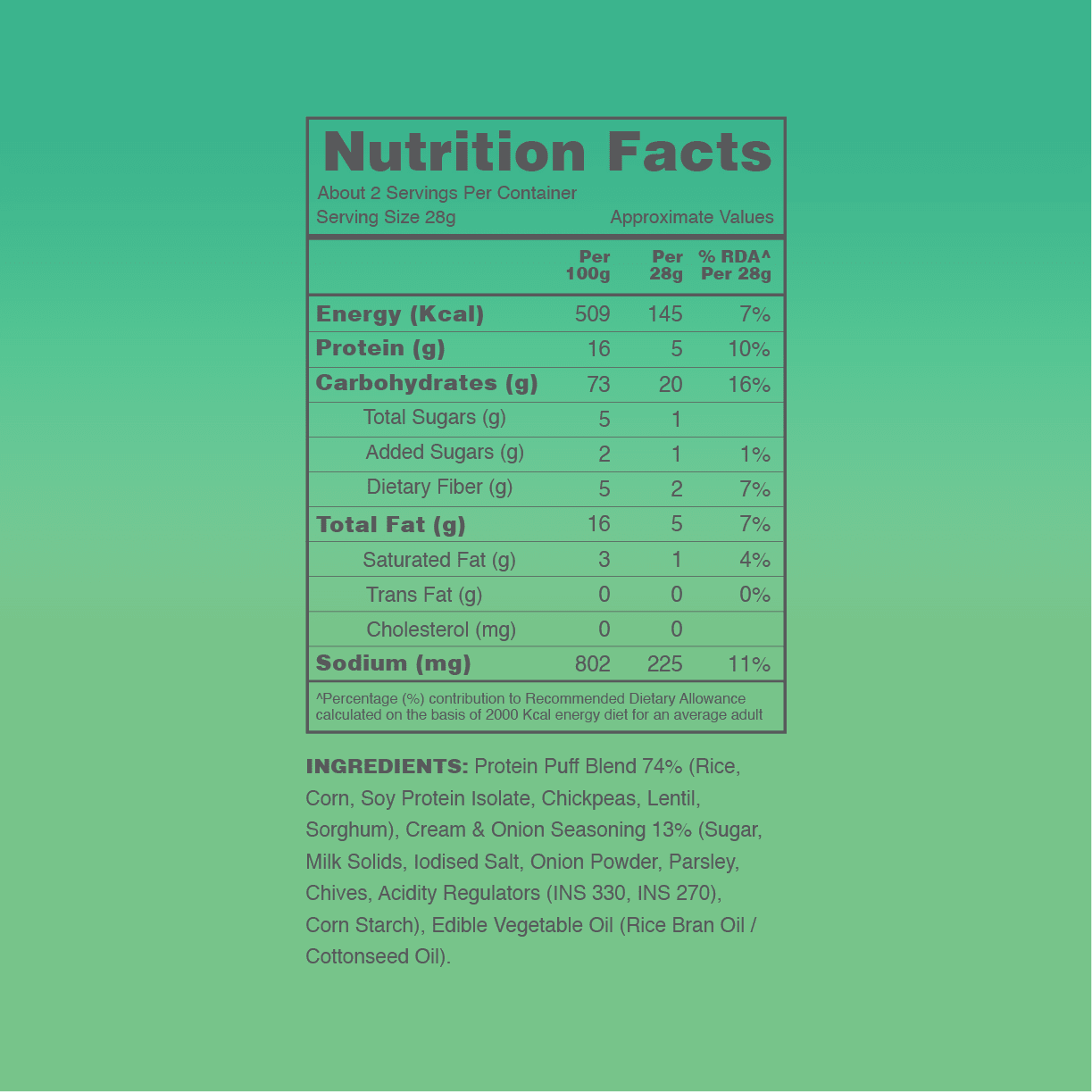 Protein Puffs, Cream & Onion, Cream & Onion